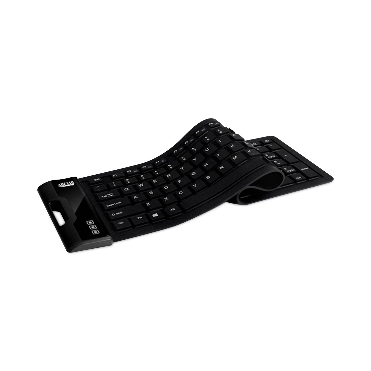 Adesso Slimtouch 232 Antimicrobial Waterproof Flexible Keyboard - 120 Keys, USB Wired, Spill-Resistant, Ergonomic Design for Office, Gaming & Home Use (Black)