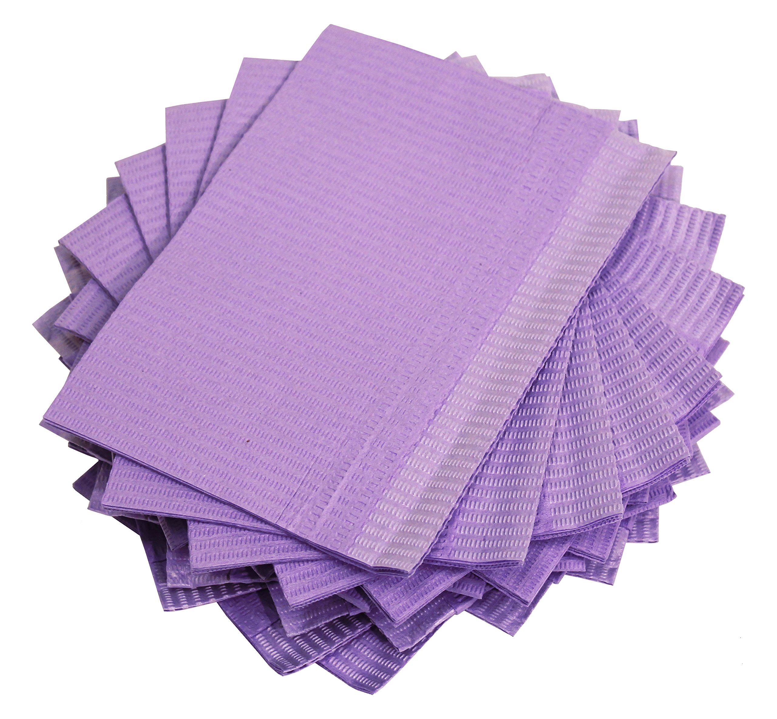 Adenna Disposable Dental Bibs BIB745V - 500 Count, Violet, for Dentist Office, Dental Clinic & Home Use - Soft, Absorbent & Waterproof Patient Lap Cloths