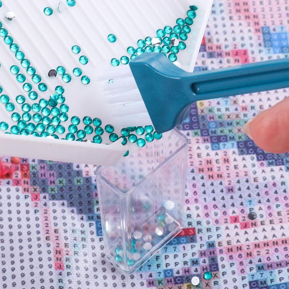 Andy's Orchids Diamond Painting Tray Set - 2 Beading Plates with Lids, 2 Clean Brushes - Diamond Art Drill Storage & Organizer for DIY Embroidery, Crafting, and Scrapbooking Accessories - Perfect for Home Decor & Gift Making