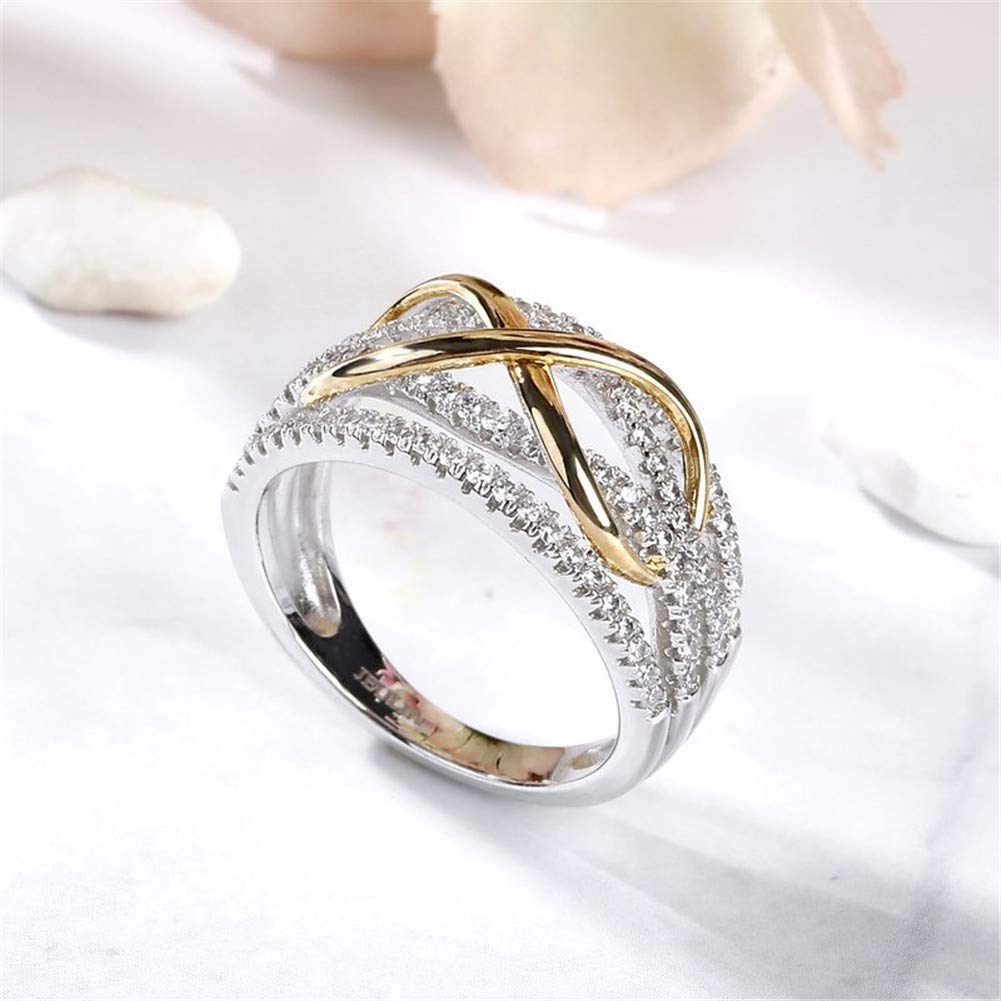 1 Carat Sterling Silver Infinity Cubic Zirconia Wedding Band for Women - Two Tone Solitaire Engagement Ring, Promise & Anniversary Jewelry with Gift Box | Perfect for Proposals, Weddings, Anniversaries & Special Occasions