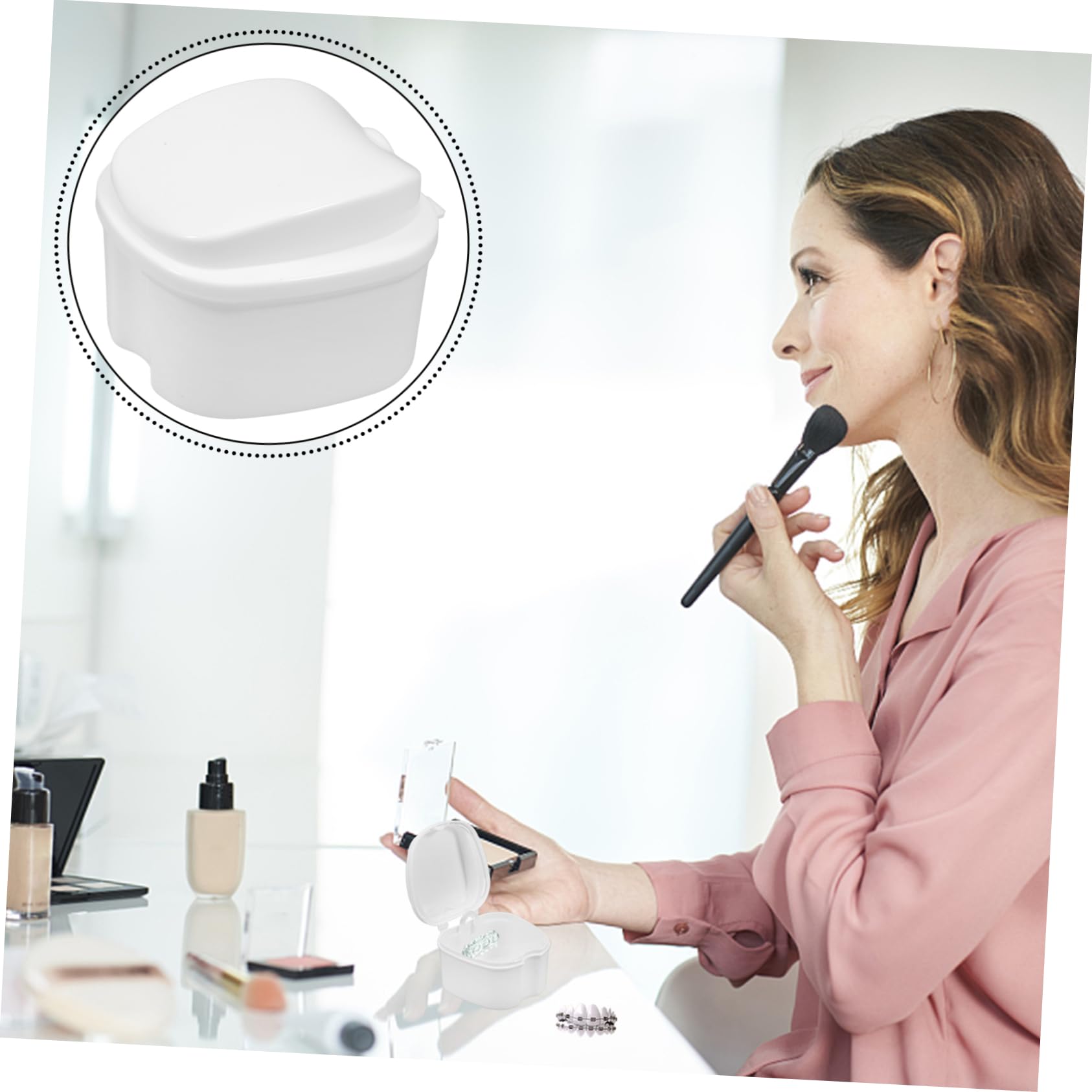 Exceart Denture Storage Box with Lid - White Retainer Case for Fake Teeth, Dentures & Dental Appliances | Travel-Friendly, Hygienic & Secure Container for Home, Office & Travel Use