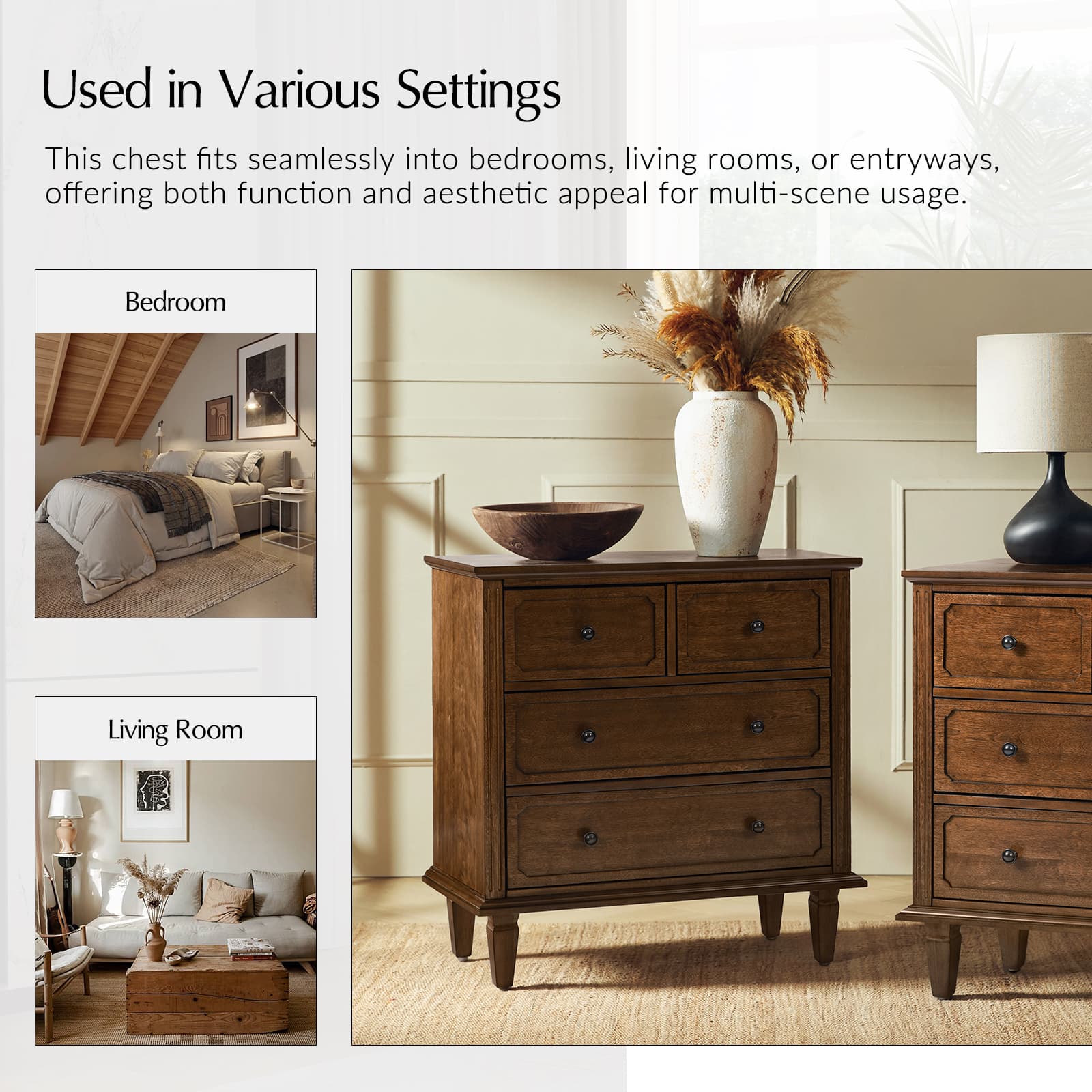 Isidro Accent Chest of Drawers with USB Charging Station - Modern Bedroom Dresser with 3 Drawers & Built-in Power Outlets - Perfect for Bedside Storage & Device Charging in Home, Office or Dorm Room