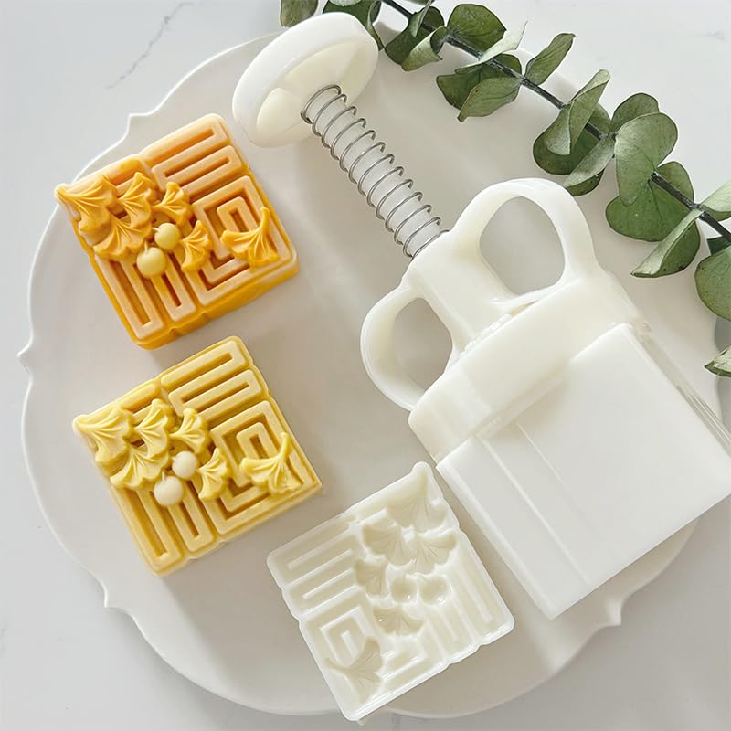 Mooncake Press Mold DIY Kit - Hand Pressed Mooncake Maker with Happiness Flower Stamp (75g) for Homemade Mooncakes, Pastries & Asian Desserts | Perfect for Mid-Autumn Festival, Baking Enthusiasts & Gift Making