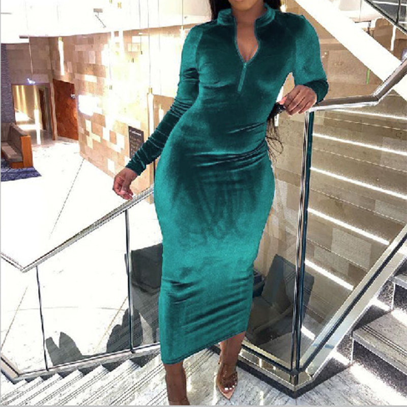 Elegant Long Sleeve Dress for Women - Comfortable & Stylish Fall/Winter Fashion - Perfect for Office, Party & Casual Wear