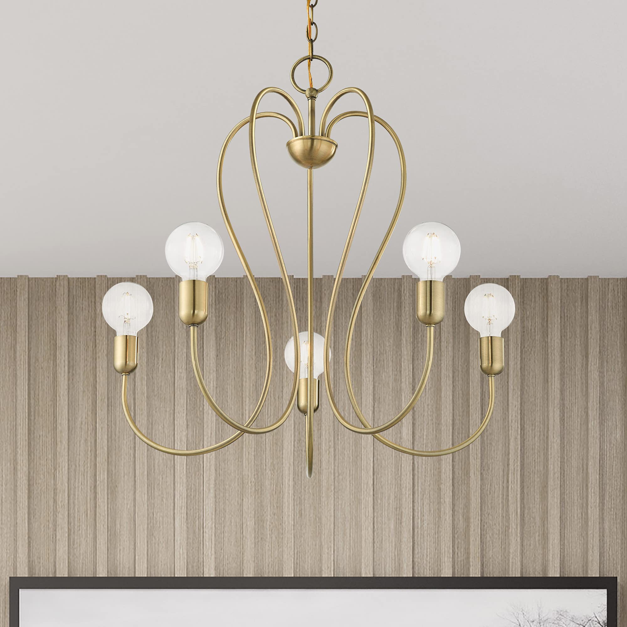 Livex Lighting 41365-07 5-Light Bronze Chandelier - Elegant Ceiling Light Fixture for Dining Room, Bedroom & Living Room Decor