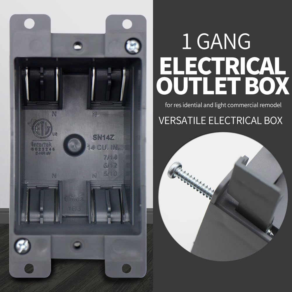 Old Work Electrical Outlet Box 1 Gang, 14cu Inch, ETL & Fire Rated - for Home Renovation & Wiring (3 Pack)