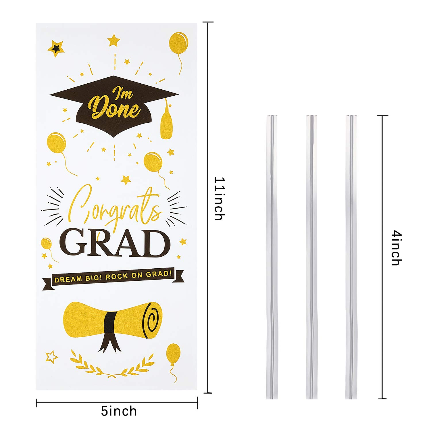 Boao 150-Piece 2024 Graduation Cello Treat Bags with 200 Twist Ties - Elegant Party Favors for Graduation Decorations, Gifts & Candy Packaging (Fresh Style) - Perfect for School Celebrations, Class Parties & Commencement Events