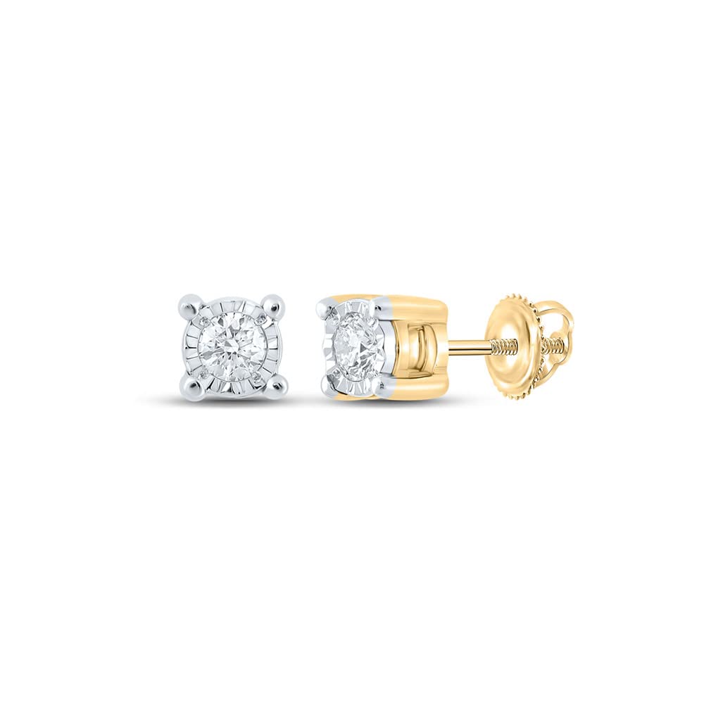14K Yellow Gold Men's Round Diamond Stud Earrings (1/6 Cttw) - Premium Gift for Him, Anniversary & Special Occasions