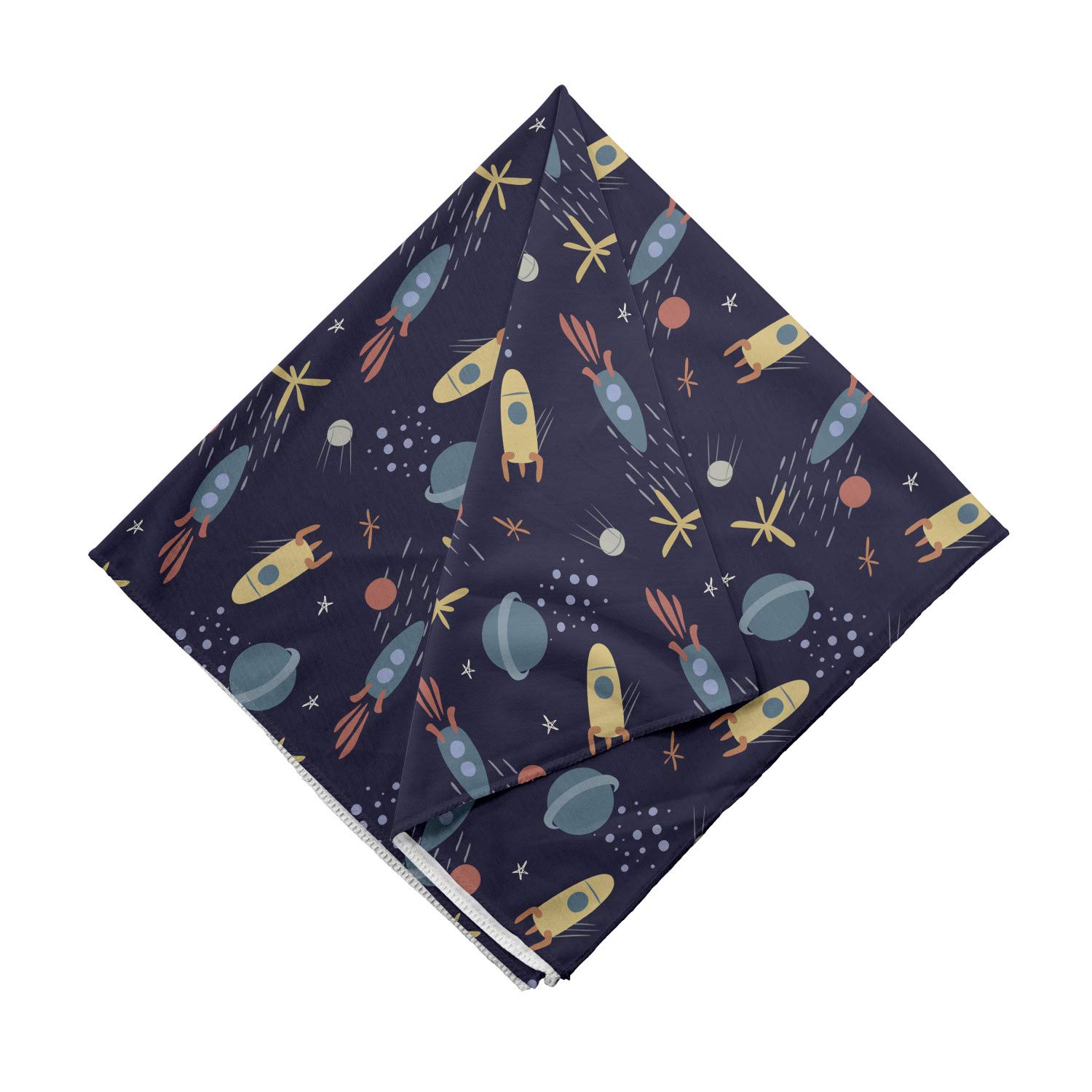 Ambesonne Alien Bandana - Stars, Rockets & Planets Print - Unisex Head & Neck Scarf for Men & Women - Perfect for Music Festivals, Cosplay & Outdoor Adventures