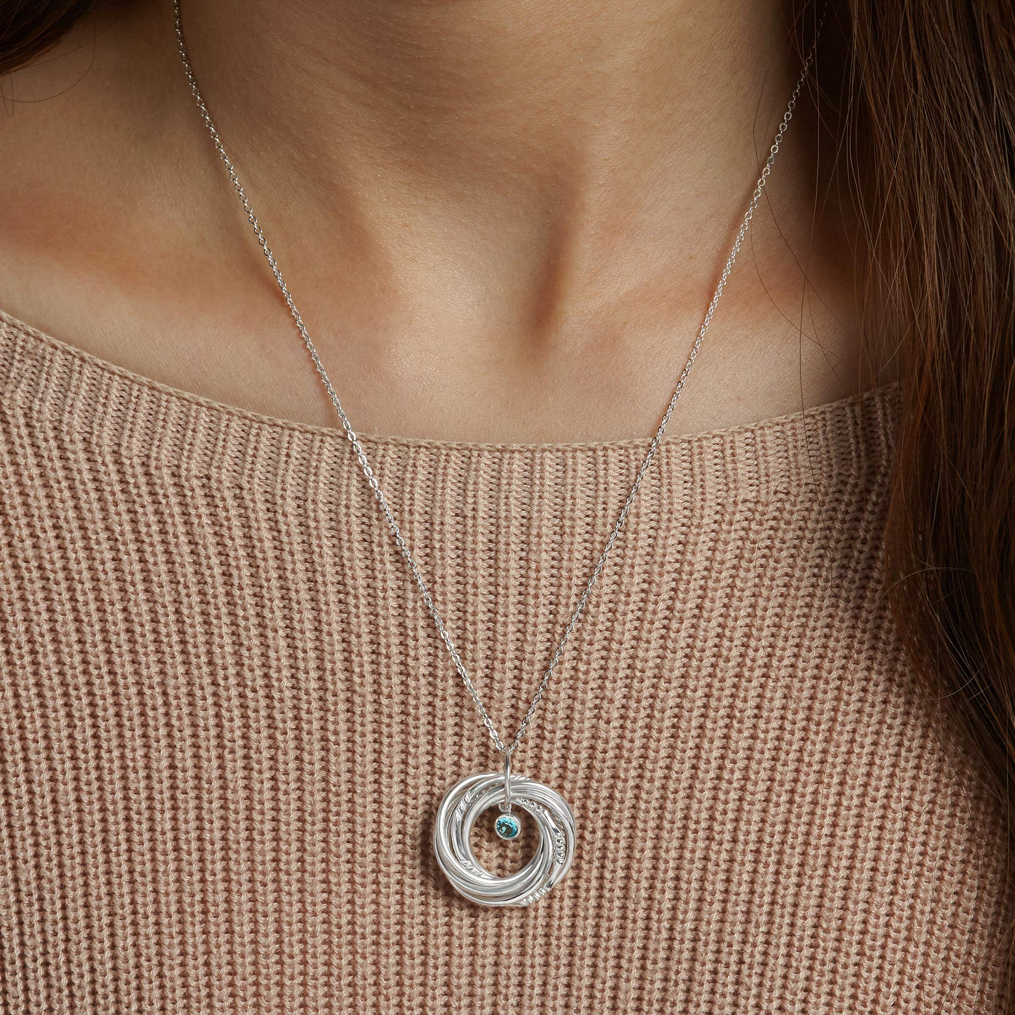 70th Birthday Necklace for Women - 7 Rings 7 Decades Personalized Birthstone Jewelry | 925 Sterling Silver & 18K Gold Plated Gift for Mom, Grandma, Nana | Perfect for Milestone Celebrations, Mother's Day & Retirement Gifts