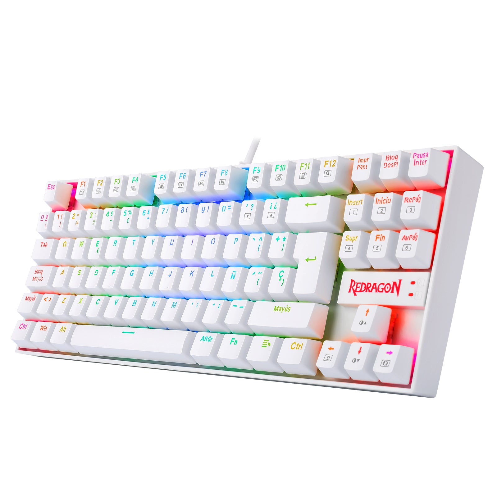 Redragon Kumara K552W RGB Mechanical Gaming Keyboard with Red Switches - White Backlit Wired Keyboard for PC Gamers | Perfect for FPS, MOBA & Typing