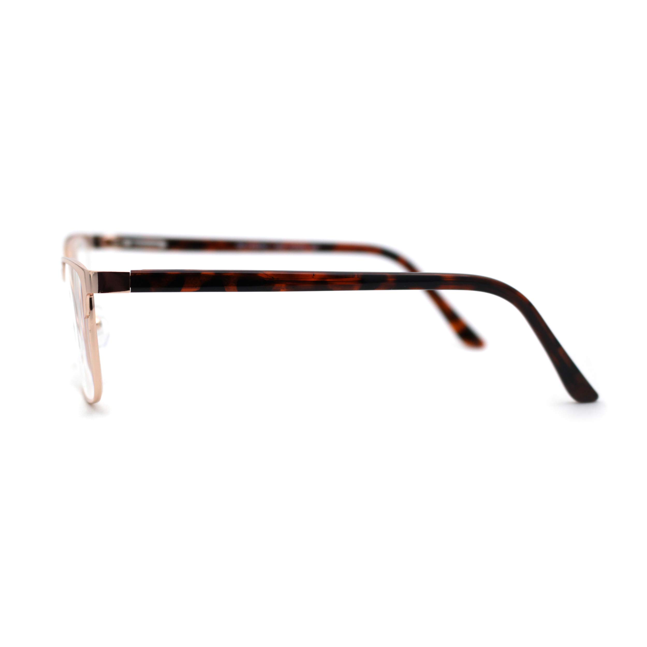 Men's Gold Tortoise Half-Rim Rectangular Reading Glasses +2.75 Strength - Lightweight Metal Frame for Reading, Computer Use & Daily Wear