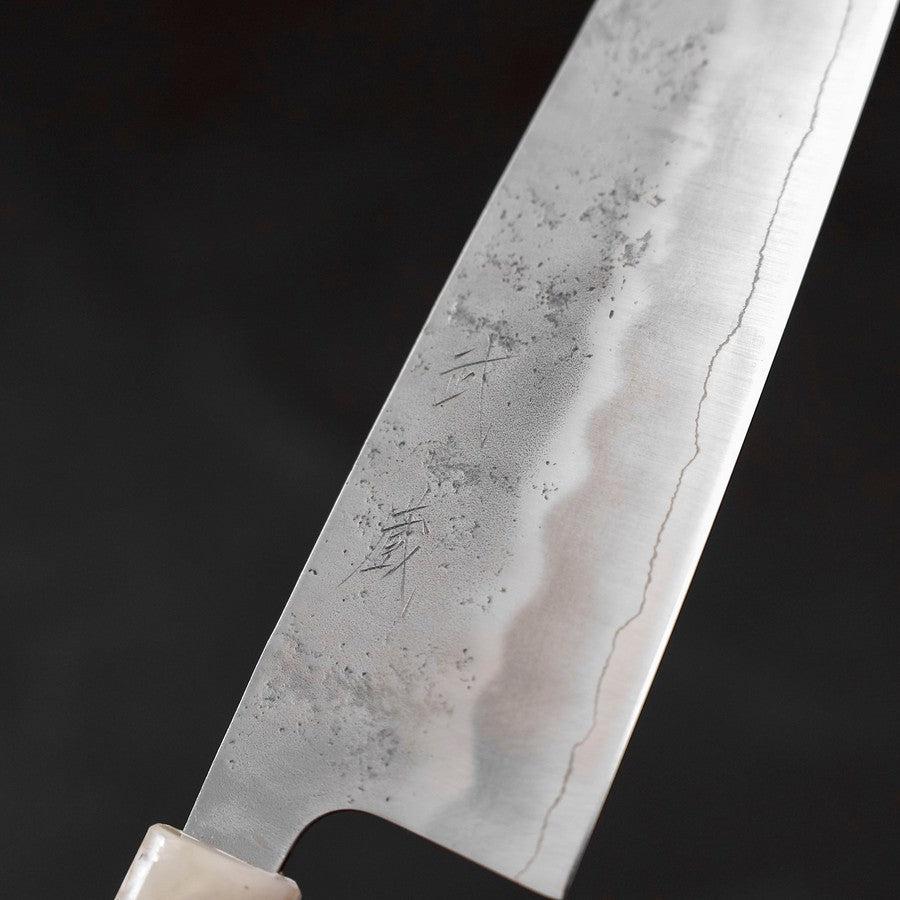 Premium Santoku Knife 165mm - High-Carbon Silver Steel Blade with Nashiji Finish & Ocean Blue White Handle - Ideal for Slicing, Dicing, and Chopping Vegetables, Meat, and Fish
