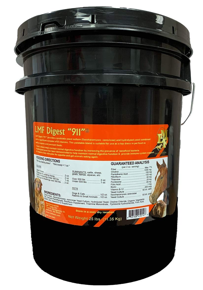LMF Digest 911 - 25lb Prebiotic & Probiotic Supplement for Horses, Ruminants & Pets | Supports Digestive Health & Immune System | Ideal for Equine, Livestock & Small Animal Care