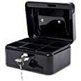 Black Portable Metal Lock Box with Key - Small Safe for Kids, Money Storage Box, Home & Office Security - Ideal for Cash, Jewelry, and Valuables Protection