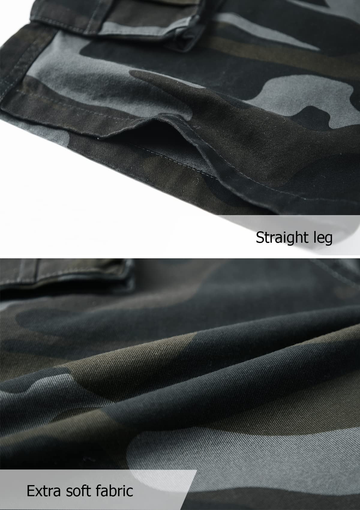 Vcansion Men's Cargo Shorts - Breathable Cotton Camouflage Shorts with Elastic Waist & Multiple Pockets | Perfect for Hiking, Camping, and Outdoor Adventures