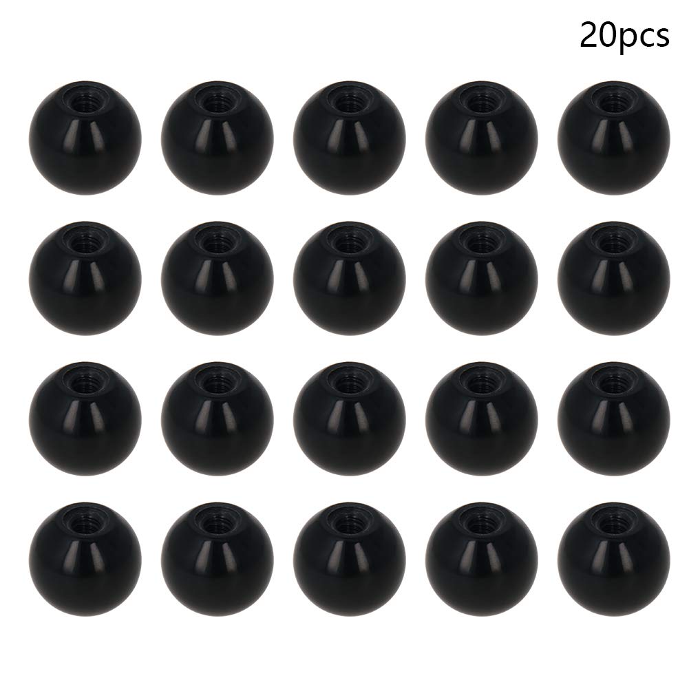 Aicosineg M6 25mm Ball Knobs with Female Thread - Matte Black Cabinet Pulls (20Pcs) - Durable Drawer Handles for Furniture, Wardrobe & Dresser - Perfect for Home, Office & DIY Projects