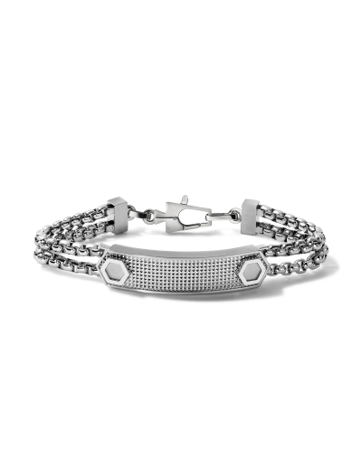 Bulova J96B003M Stainless Steel ID Double Chain Link Bracelet - Unisex Medium Watch Band for Men & Women | Perfect for Business, Casual & Formal Occasions