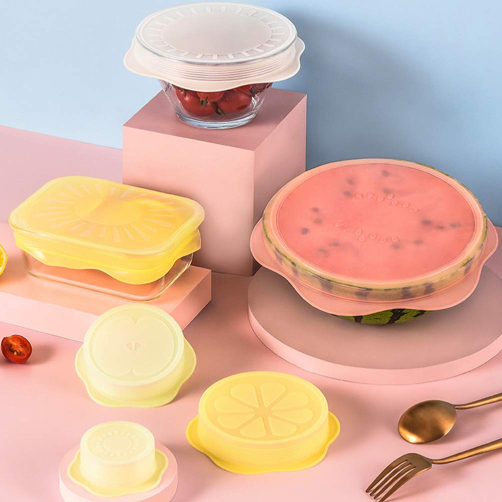Hemoton 6-Piece Silicone Food Cover Set - Reusable Stretch Lids for Bowls, Flexible & Airtight Food Storage Covers - Perfect for Meal Prep, Leftovers & Refrigerator Organization