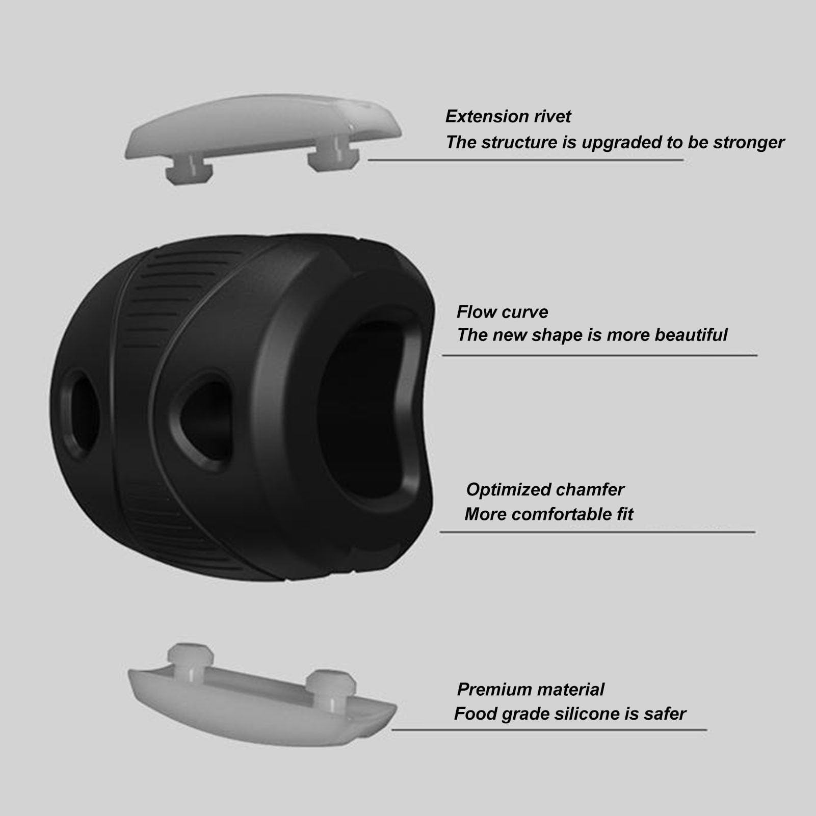 EXCLUZO Facial Jaw Exerciser - Silicone Slimming Jaw Trainer for Double Chin Reduction & Face Toning - Neck & Jawline Workout for Men & Women (Black) - Perfect for Home Gym, Fitness & Beauty Routine