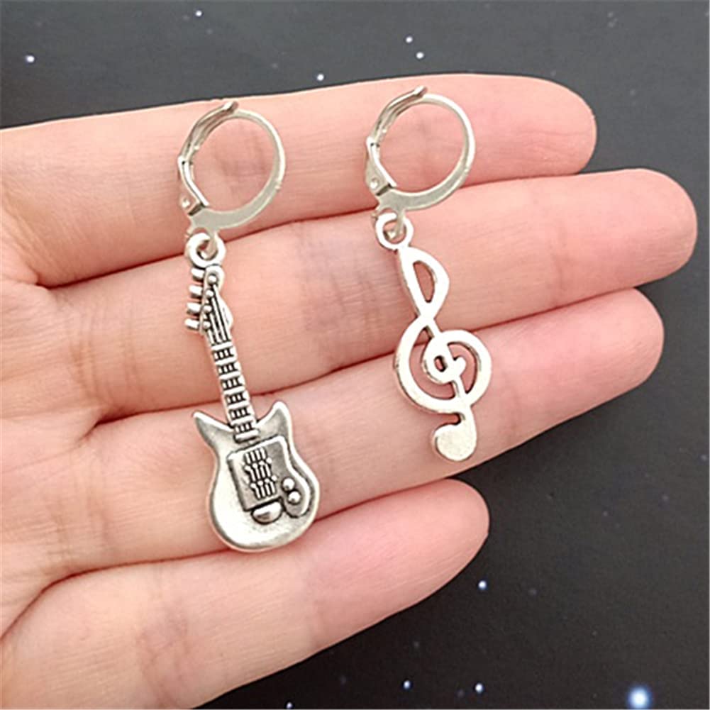 Stylish Guitar & Music Note Earrings - Mismatched Lever Back Minimalist Jewelry for Music Lovers | Perfect for Concerts, Gifts & Everyday Wear