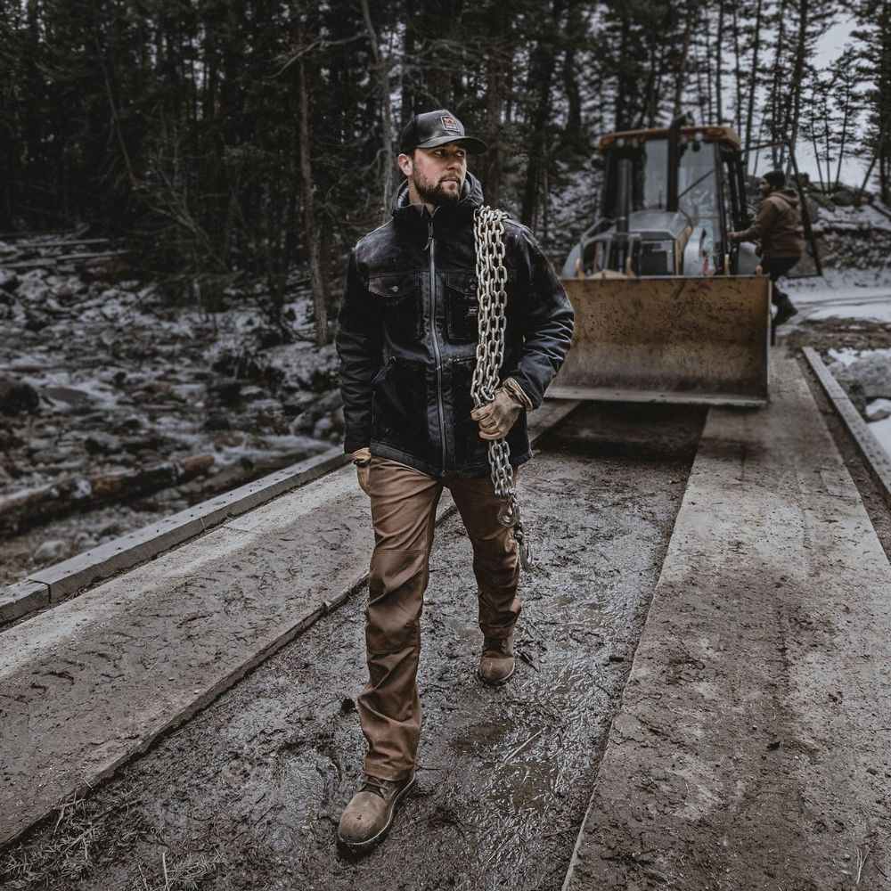 Walls Men's Bridgeport Rugged Flex Knit Work Jacket - Durable Black YJ12 for Construction, Outdoor Work & Cold Weather Protection
