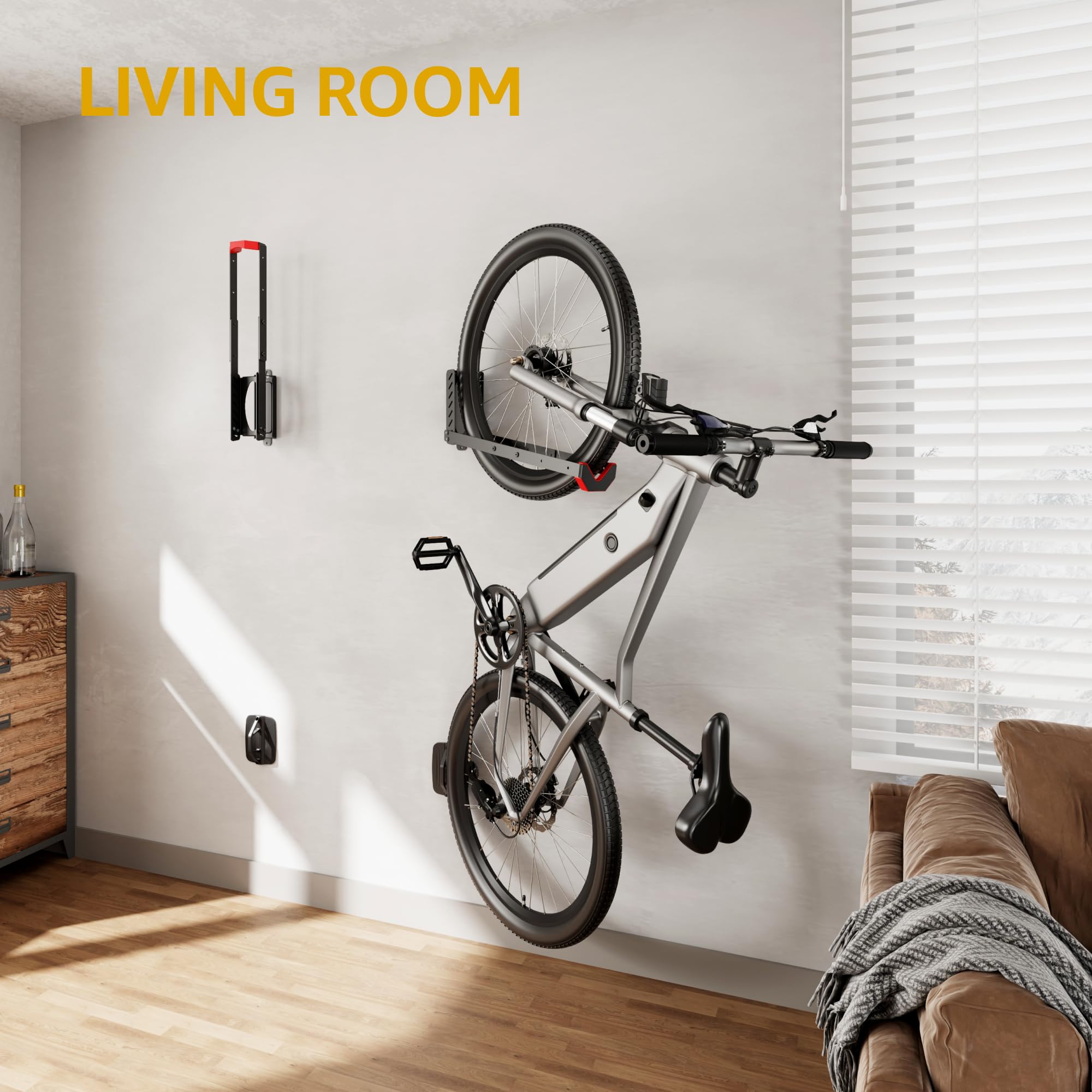 monTEK Swivel Bike Wall Mount - Heavy Duty 2 Pack, No Heavy Lifting Bike Hanger for Garage Storage, Space Saving Bike Rack Holds Up to 77 lbs - Perfect for Small Apartments, Cycling Enthusiasts & Home Gym Organization