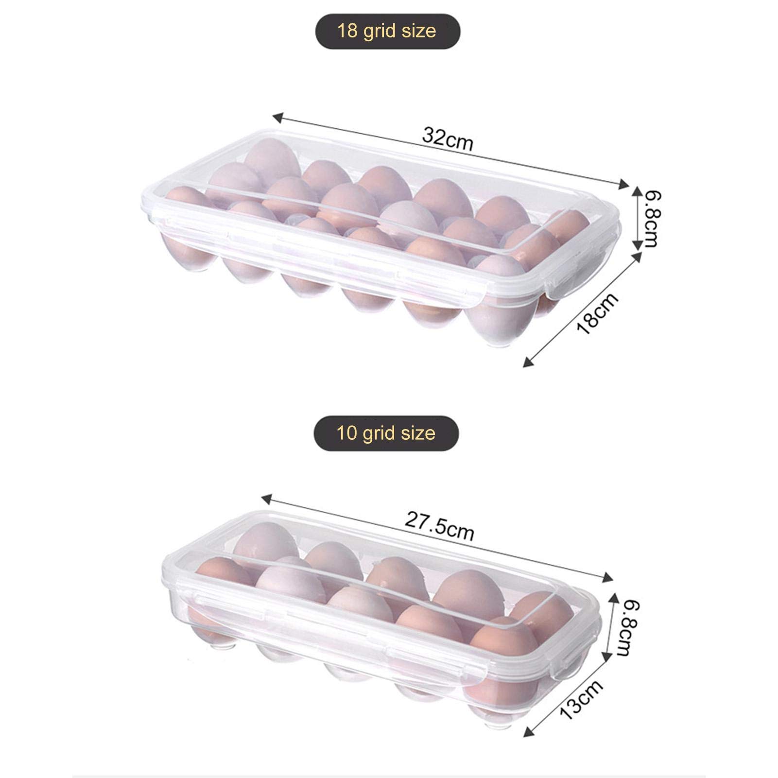 Stackable Plastic Egg Holder for Refrigerator - 18 Egg Tray with Lid for Fridge Storage | Perfect for Deviled Eggs, Meal Prep & Organized Kitchen