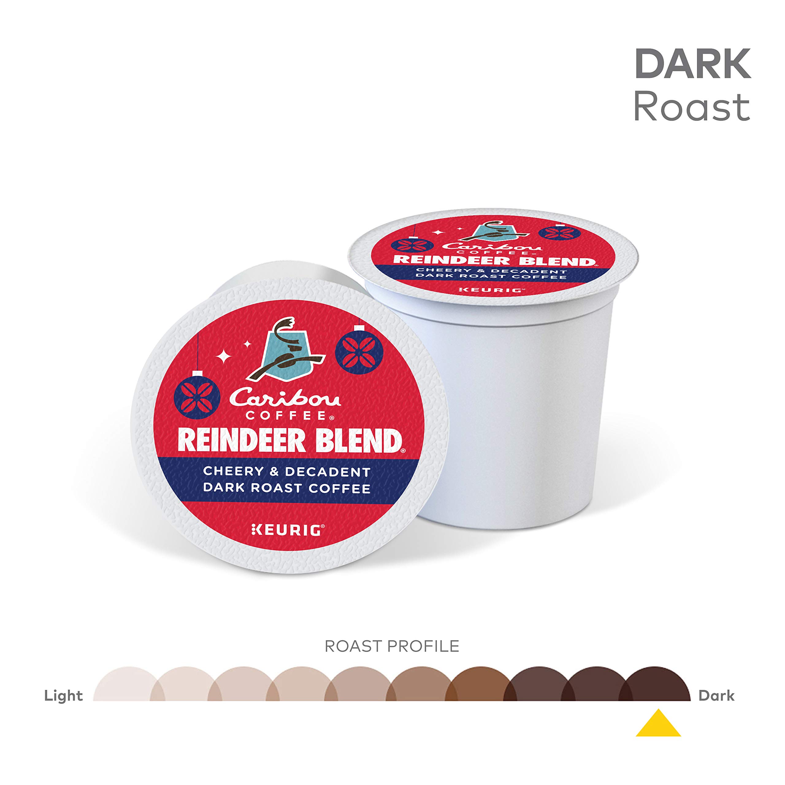 Caribou Coffee Reindeer Blend K-Cups - 44 Count (2 Boxes of 22) - Compatible with Keurig Brewers - Holiday Blend Coffee Pods - Perfect for Christmas Mornings & Winter Gatherings