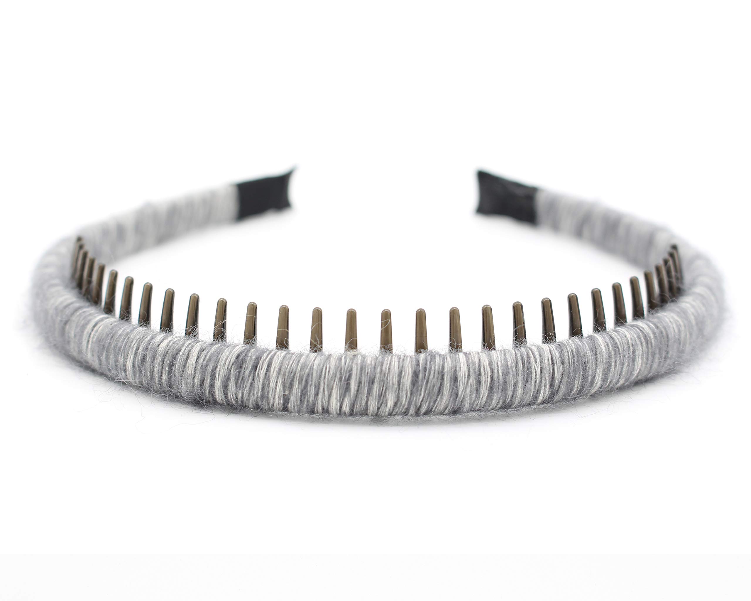 Women's Non-Slip Wool Knit Headband with Resin Teeth - 4 Colors for Styling & Comfort