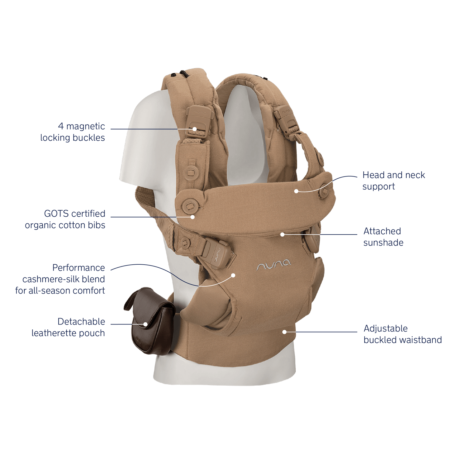 Nuna Cudl Luxe Baby Carrier - Ergonomic, Hands-Free Infant Carrier for Newborns to Toddlers, Canyon Color - Perfect for Hiking, Travel & Everyday Use