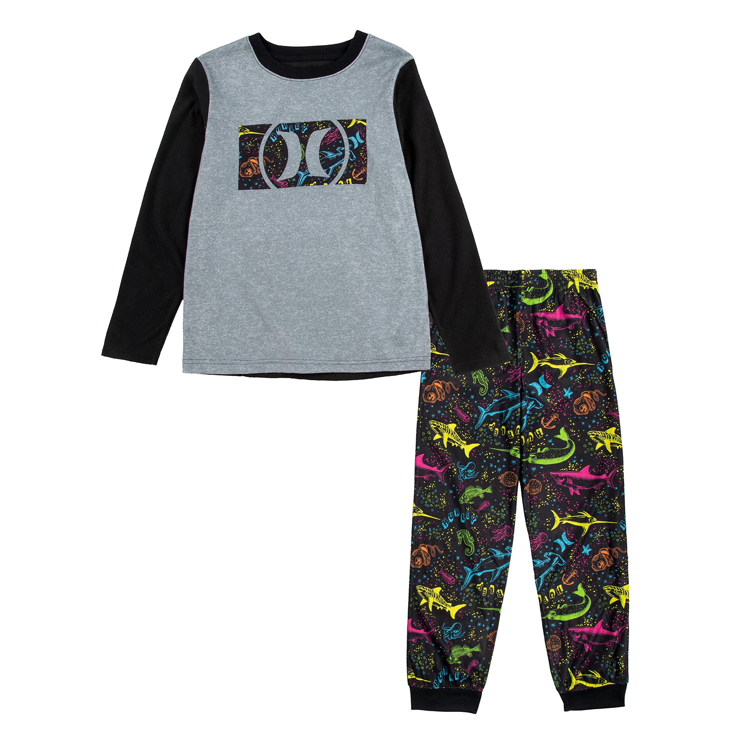 Hurley Boys' Pajama Set - Soft Cotton 2-Piece Pajamas for Kids, Comfortable Sleepwear for Boys, Perfect for Bedtime & Lounging at Home