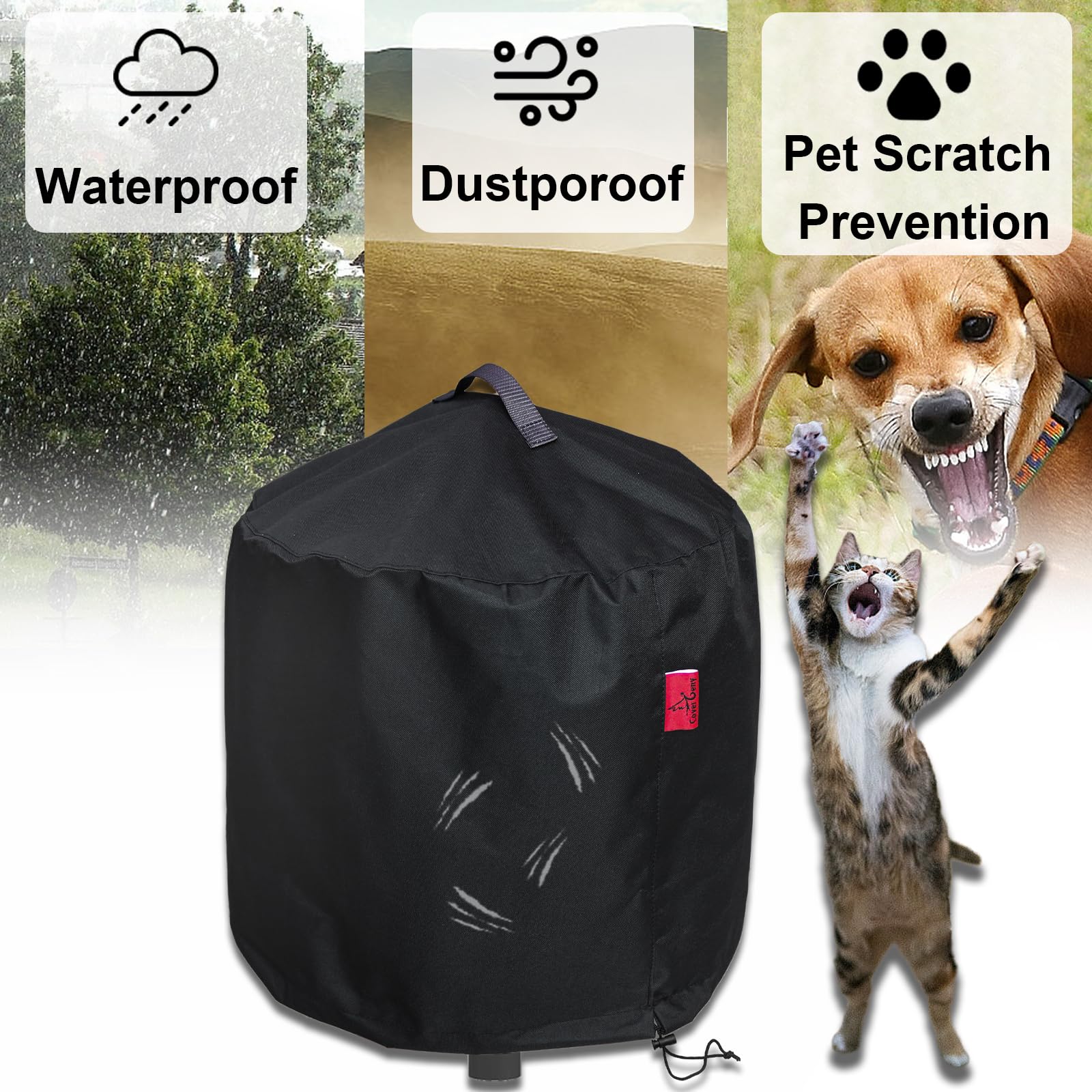 Heavy Duty 600D Waterproof Air Compressor Cover - Durable Black Protection with Handle for CRAFTSMAN, PORTER-CABLE, DEWALT 6 Gallon Pancake Oil-Free Air Compressors (19