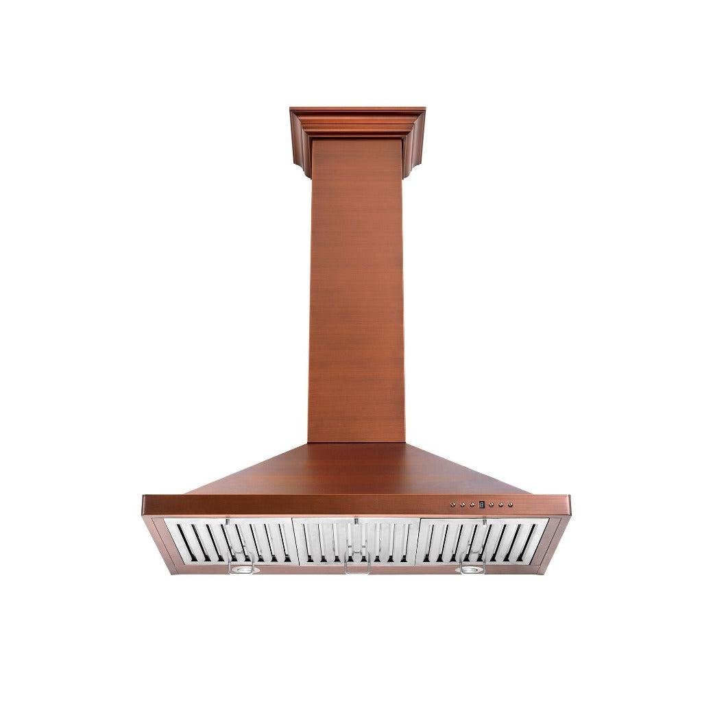 ZLINE Designer Series 7-Layer Copper Wall Mount Range Hood (8KBC) - Professional Kitchen Ventilation for Gas Stoves & Cooking Areas