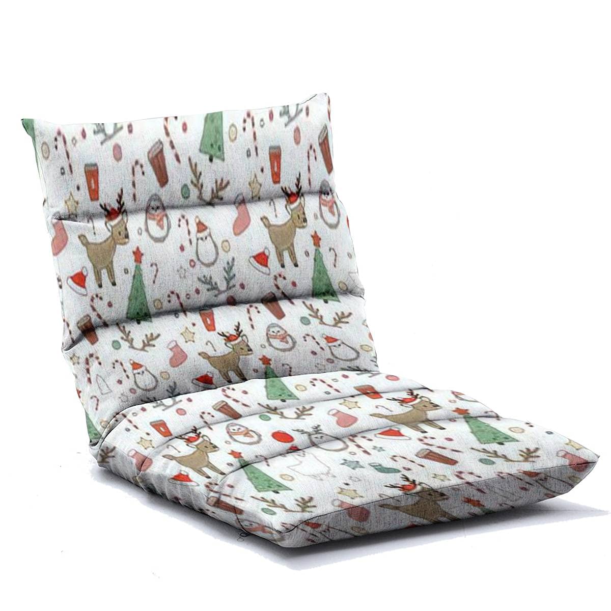 Adjustable 6-Position Memory Foam Floor Lounger with Christmas Deer Pattern - Foldable Floor Sofa Chair for Kids & Adults - Perfect for Reading, Watching TV, Gaming and Relaxing at Home