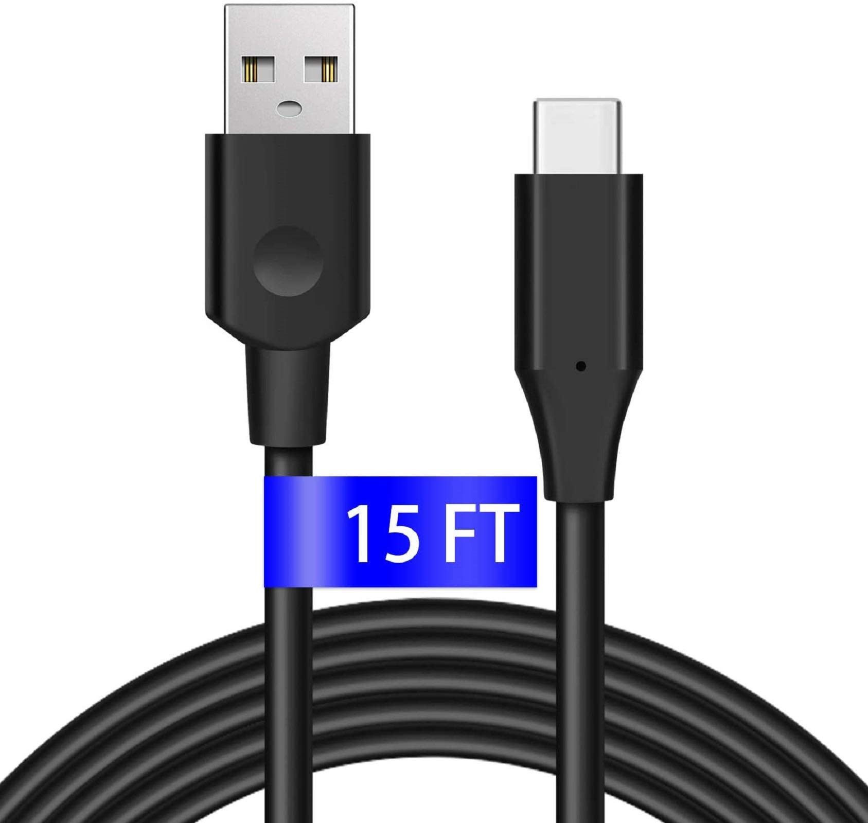 DEEGO 15Ft USB C Cable - Extra Long Fast Charging Cord for PS5 Controller, Samsung Galaxy S10/S9/S8 Plus, Note 10/9/8, LG V30/V20/G6/G5, Moto G7/G6 - USB A to USB C Charger for Gaming & Fast Device Charging at Home, Office & Travel