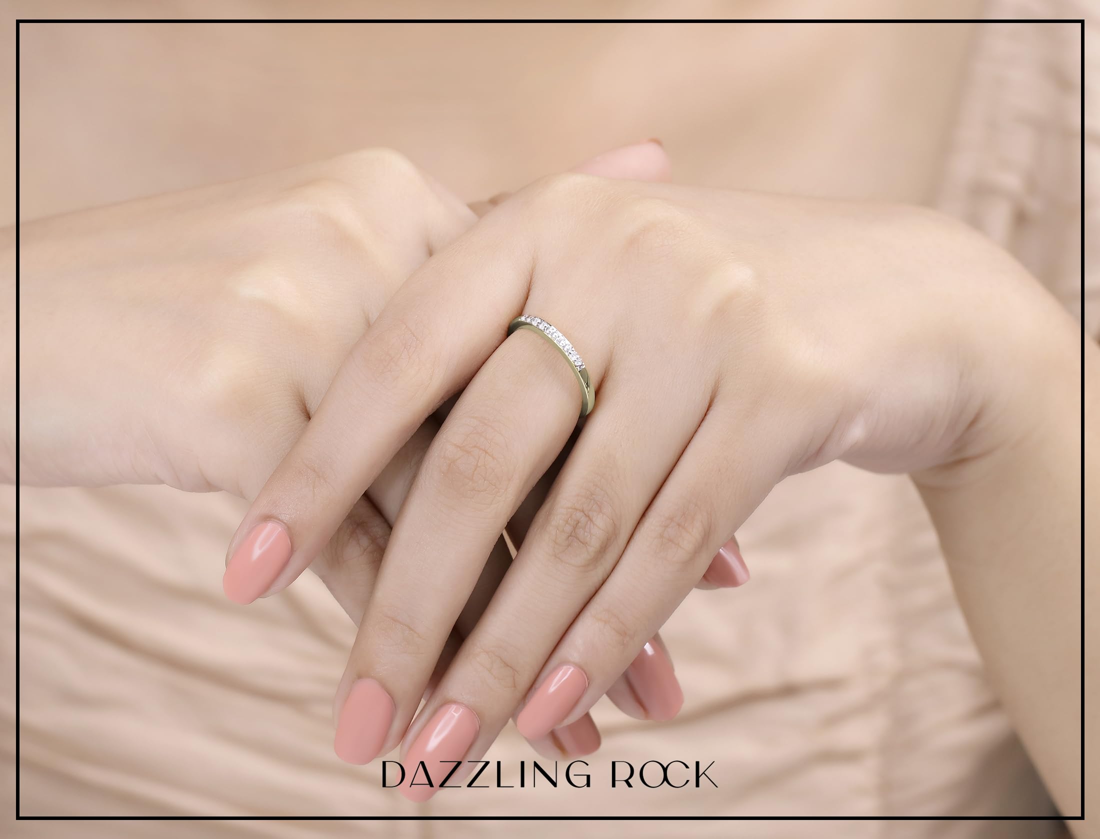 0.15 Cttw Round White Diamond Stackable Ring for Women - 14K Solid Gold Minimalist Wedding Band, Anniversary Gift, Everyday Jewelry