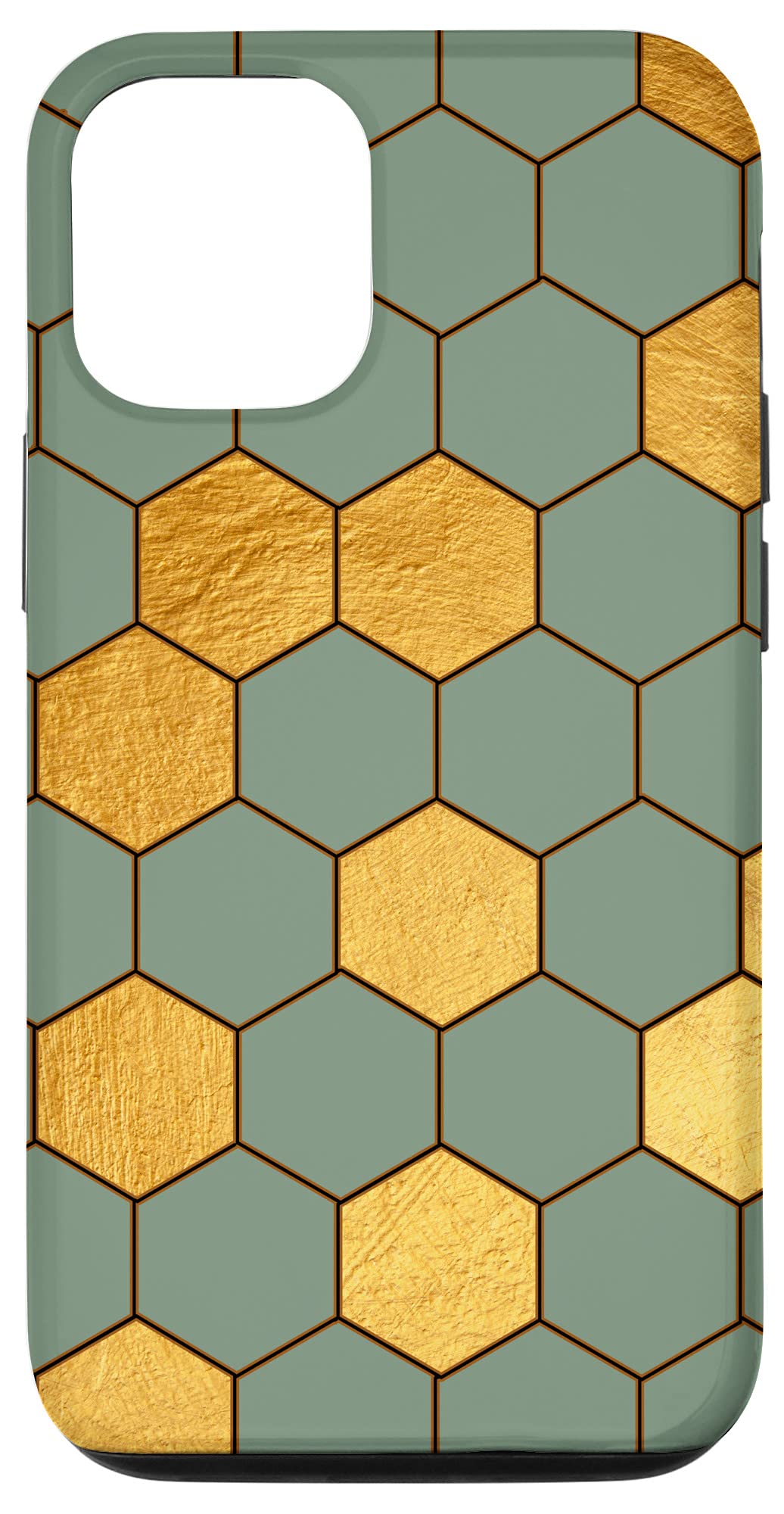 iPhone 12/12 Pro Case - Honeycomb Hexagon Design in Yellow & Green | Cute Bee Hive Pattern Protective Cover for Women & Men | Perfect for Outdoor Activities, Travel & Daily Use
