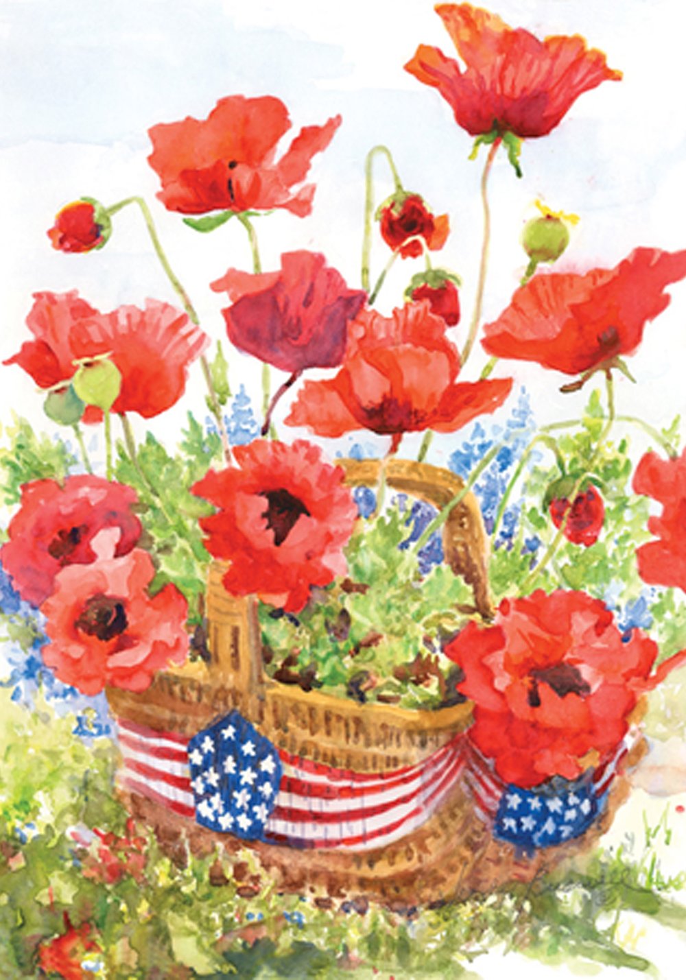 Patriotic Poppies 12.5 x 18 Inch Decorative Garden Flag - Toland Home Garden Outdoor Yard Decor for Memorial Day, 4th of July & Summer Celebrations