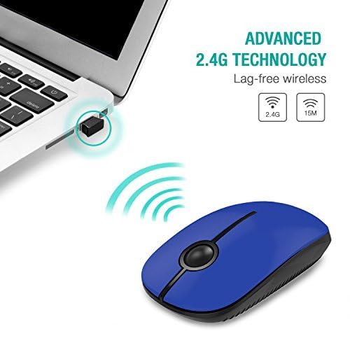 VssoPlor Wireless Mouse - 2.4G Slim Portable Computer Mouse with Nano Receiver for Laptop, PC, MacBook - Ergonomic Design for Office Work, Gaming & Travel (Black Blue)