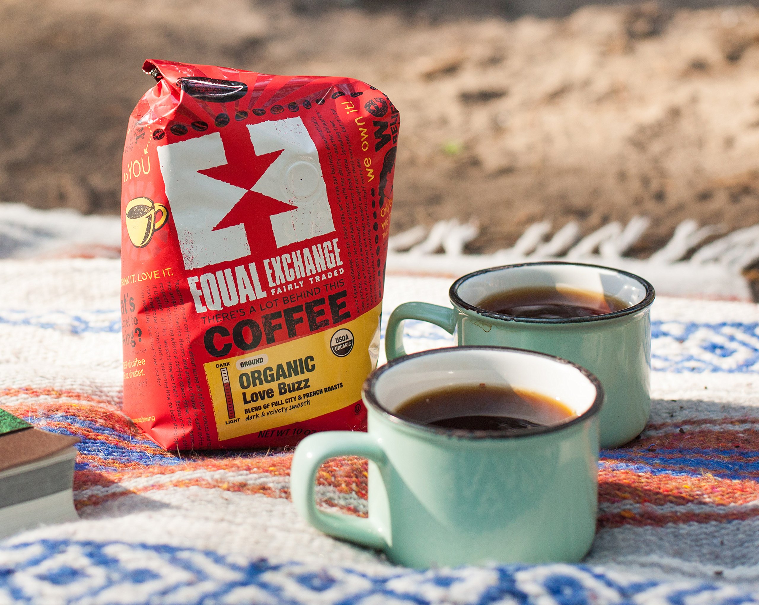 Equal Exchange Organic Ground French Roast Malted Chocolate - 10 Ounce (283g) | Fair Trade Certified | Rich Flavor for Coffee Lovers | Perfect for Baking, Hot Cocoa & Desserts