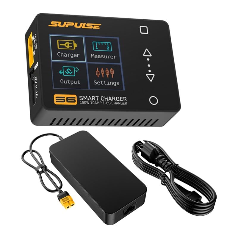 Lipo Battery Balance Charger S6 with ADP200 Charger Power Adapter - Fast Charging for RC Drones, Airplanes & Hobby Vehicles - Perfect for Home, Field & Professional Use