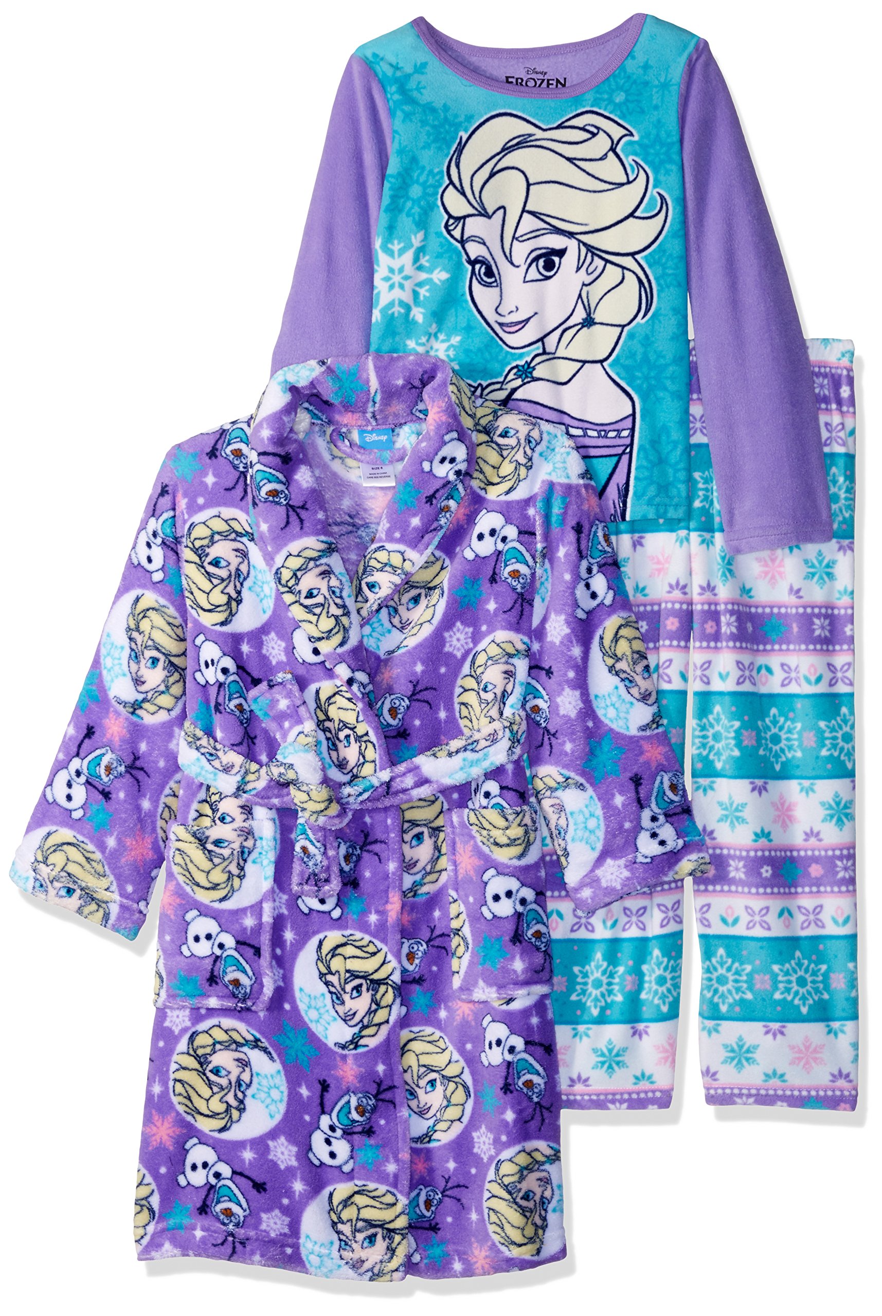 Disney Frozen Girls' 3-Piece Robe Pajama Set - Soft & Cozy Sleepwear for Kids | Perfect for Bedtime, Sleepovers & Winter Nights