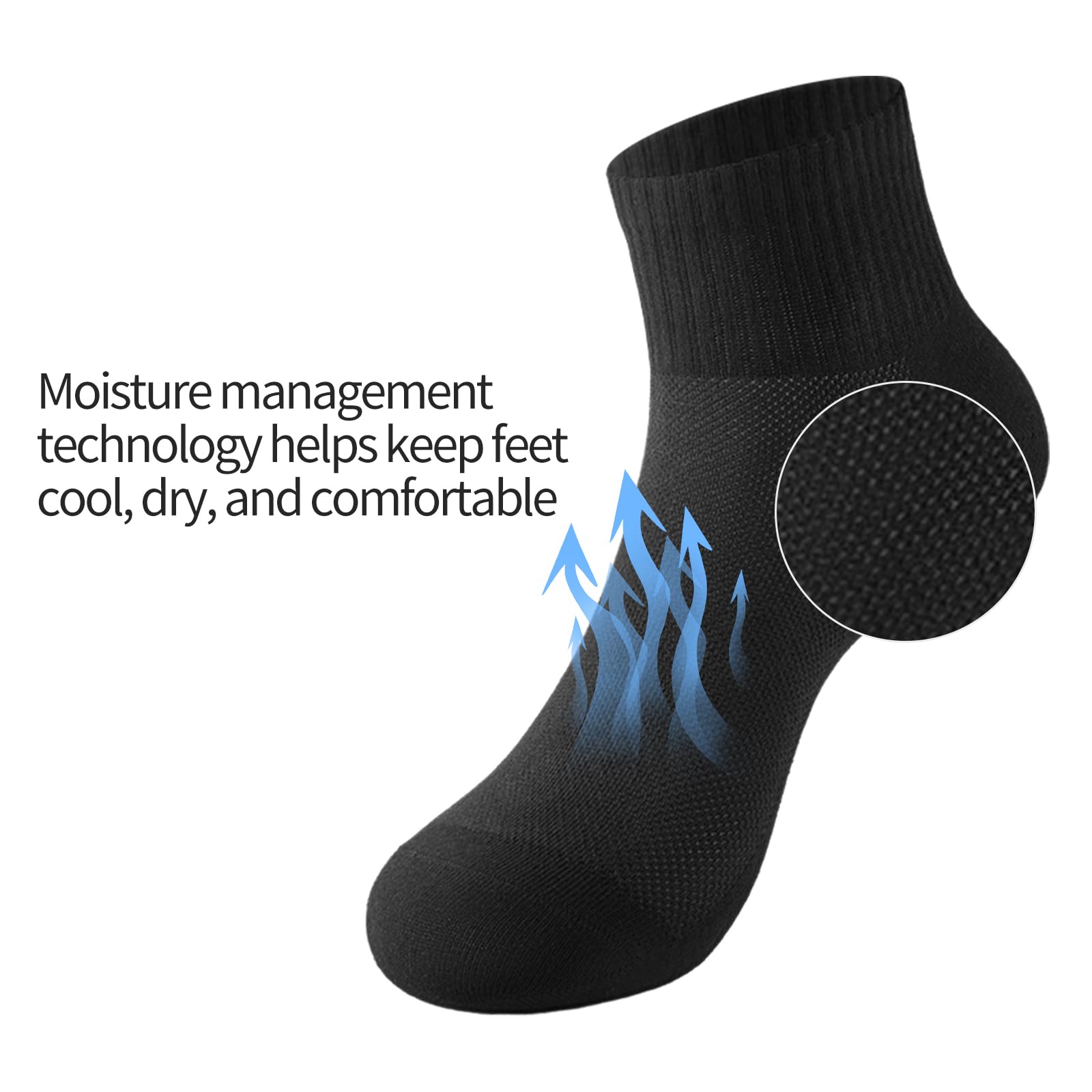 J-BOX Men's Athletic Quarter Socks - 8/10 Pairs of Breathable Cotton Cushioned Ankle Socks for Running, Gym & Sports | Comfortable Workout Socks for Active Men