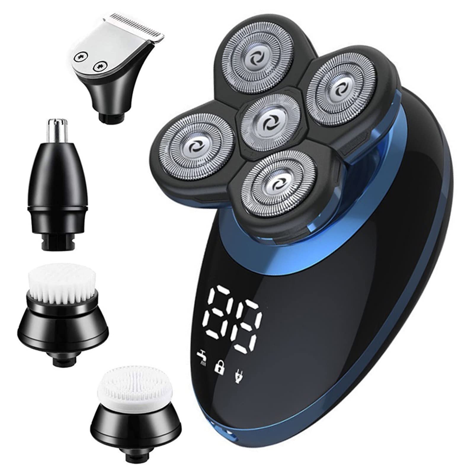Premium Electric Razor for Men - 5-in-1 Grooming Kit with LCD Display | Facial, Body & Beard Trimmer | Wet/Dry Shaver for Bald Head & Full Body Grooming | Ideal for Travel, Gym & Daily Personal Care