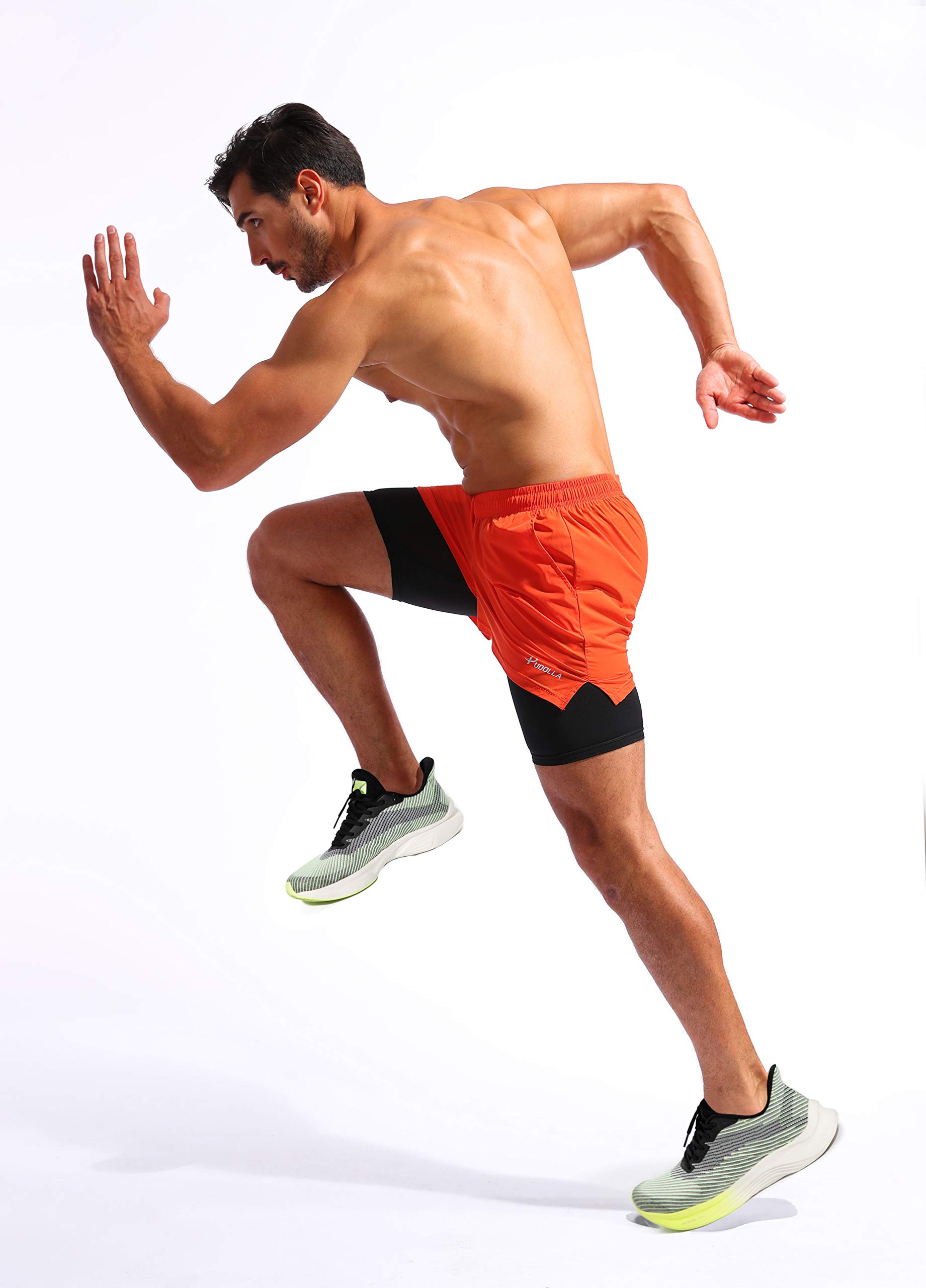 Pudolla Men's 2-in-1 Running Shorts 5
