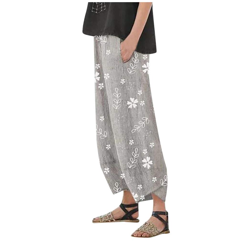 SHOPESSA Women's Harem Linen Pants - Casual Cotton Boho Wide Leg Sweatpants | Loose Fit Capri Pants for Yoga, Lounge & Summer Outfits