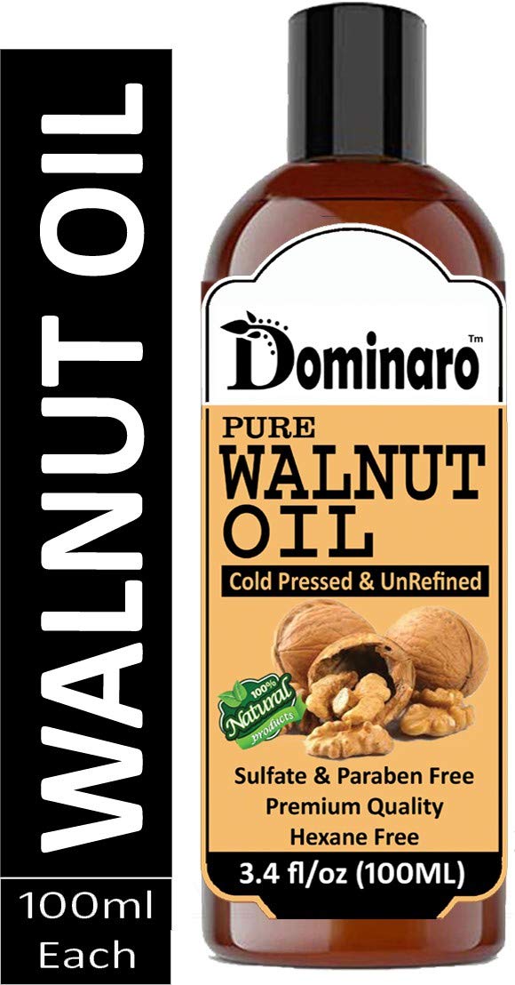 Dominaro Premium Cold Pressed Unrefined Walnut Oil 100ml - 100% Pure Natural Hair Growth Treatment for Dry Scalp & Damaged Hair - Perfect for Massage, Aromatherapy & DIY Beauty Recipes