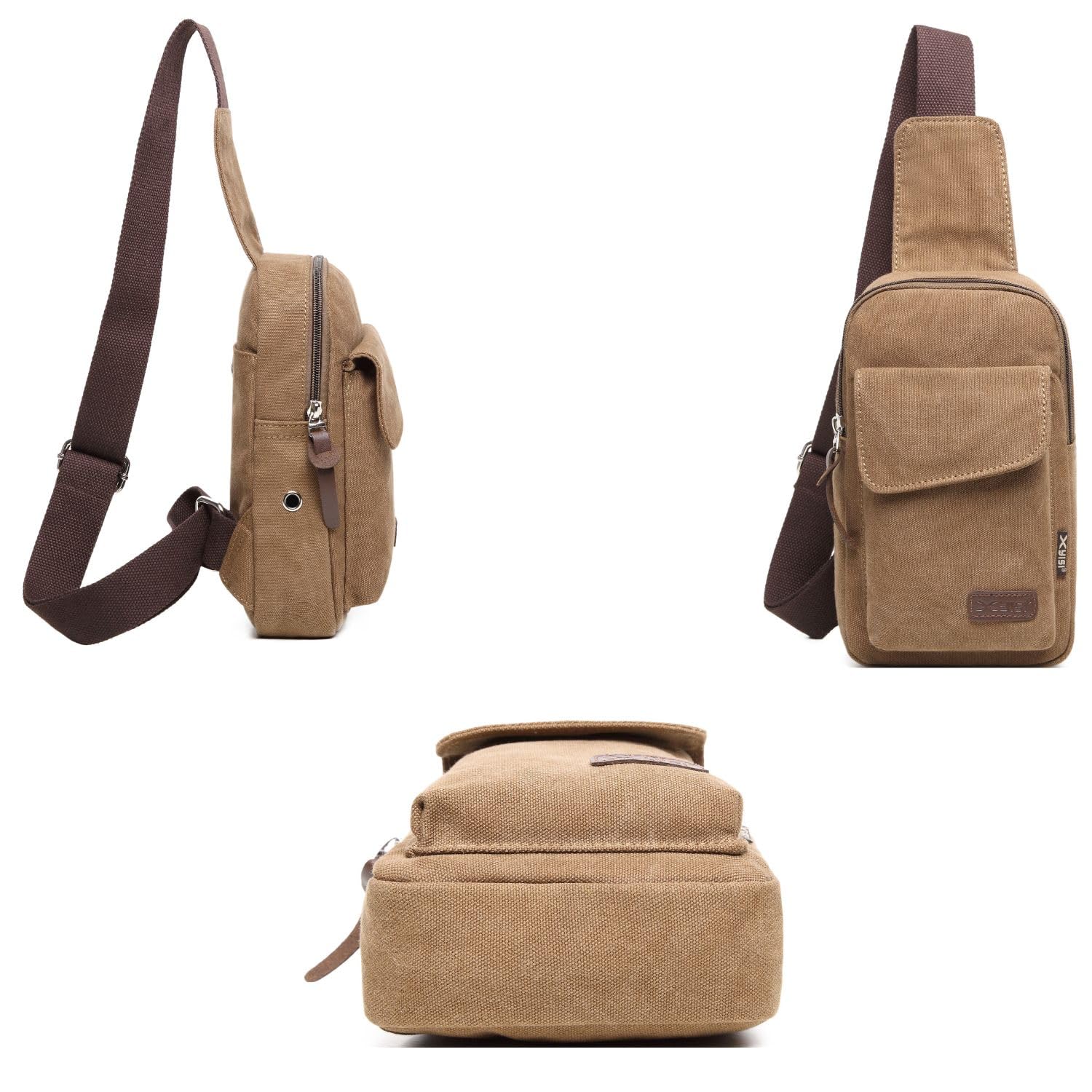 Wxnow Canvas Sling Bag Crossbody Backpack for Women & Men - Lightweight Chest Shoulder Bag for Travel, Hiking & Daily Use