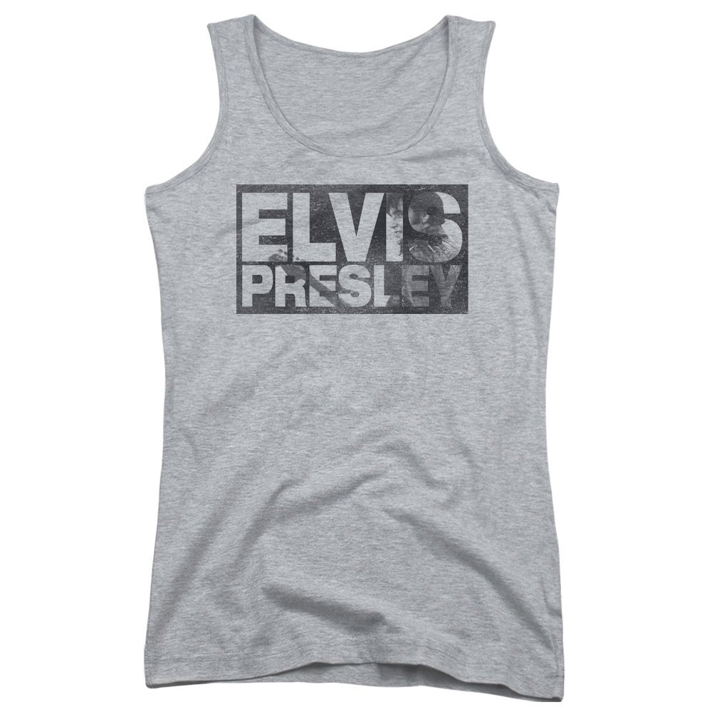 Elvis Presley Vintage Block Letters Juniors Tank Top - Women's Retro Graphic Tee for Concerts, Parties & Casual Wear